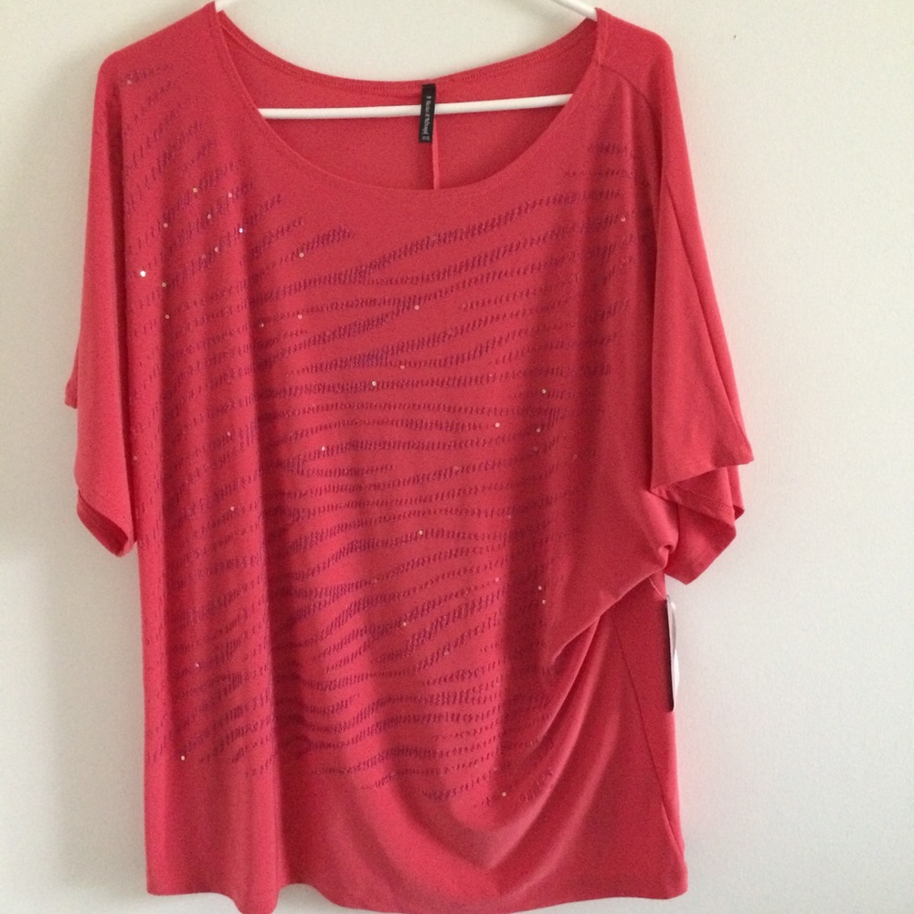 ✨NWT✨Bleeker & Mcdonald Coral/Pink Sequin Blouse